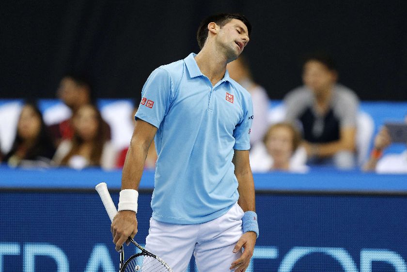 UAE Royalsu00e2u20acu2122 Novak Djokovic of Serbia rues a point in his match against Singapore Slammersu00e2u20acu2122 Tomas Berdych of Czech Republic at the International Premier Tennis League (IPTL) in Dubai December 12, 2014. REUTERS/Ahmed Jadallah