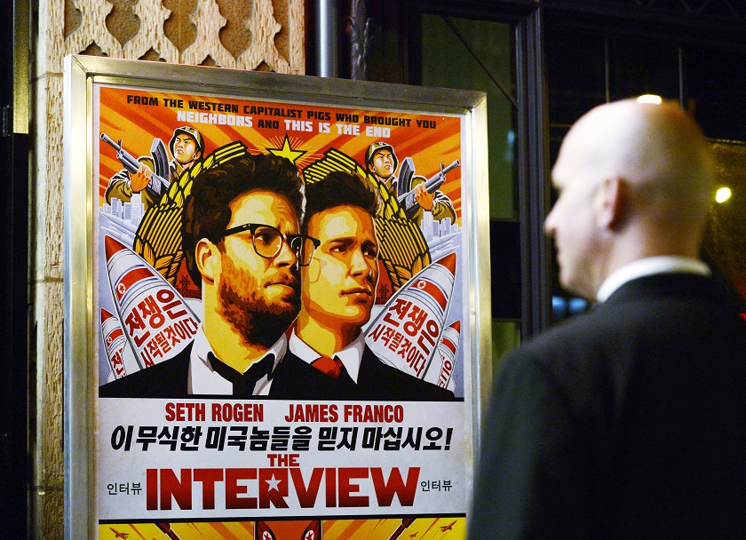 A security guard stands at the entrance of United Artists theatre during the premiere of the film u00e2u20acu02dcThe Interviewu00e2u20acu2122 in Los Angeles, California, December 11, 2014. u00e2u20acu201d Reuters pic