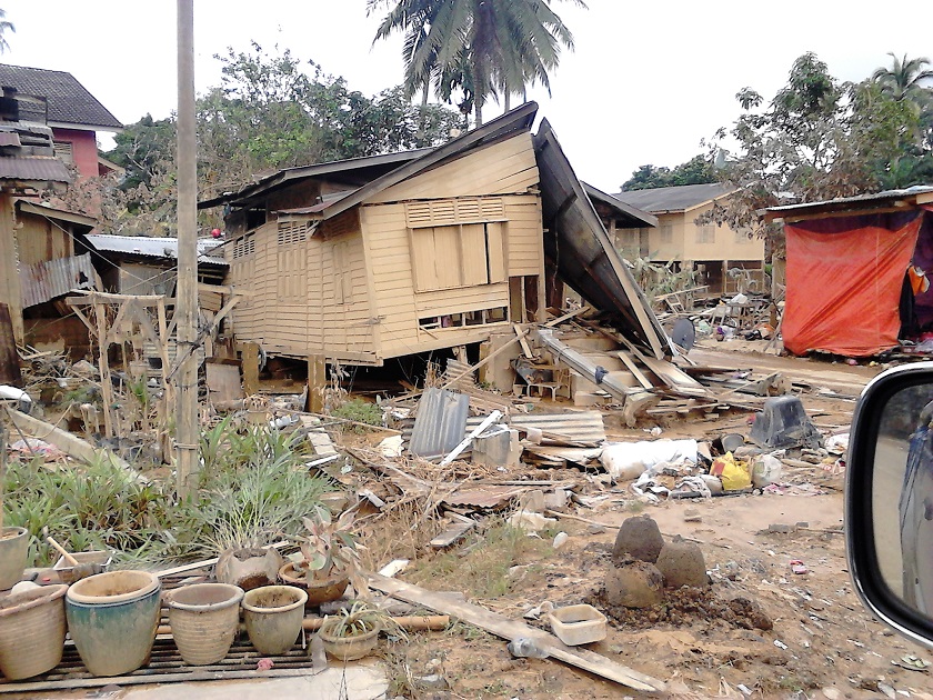 Another badly damaged house is seen in Kuala Krai, January 1, 2015. — Picture by Jules Ong