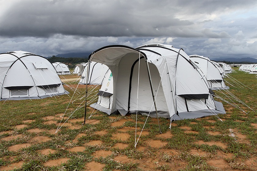 Temporary tents that will offer lodging for displaced flood victims at Gua Musang, January 15, 2015. — Picture by Yusof Mat Isa 