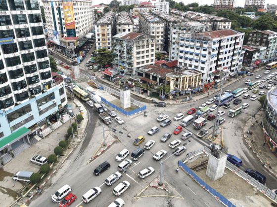 Shwegontai junction is one of the busiest in Yangon. — Reuters pic