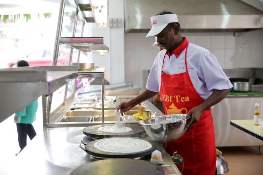 Thosai is made upon order at the open kitchen. 