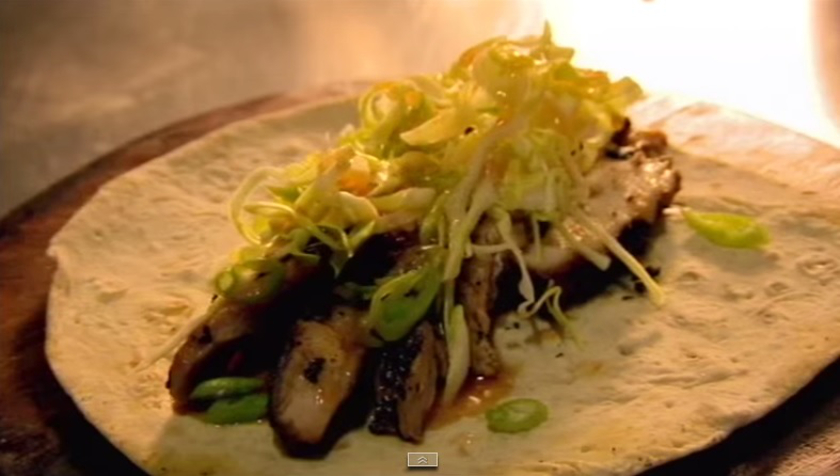 This YouTube screenshot shows the spicy chicken wrap that celebrity chef Gordon Ramsey is preparing in the video.