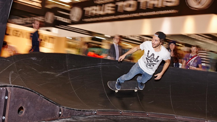 A skater soars around the ramp during the 2014 annual Miniramp Jam from Volcom at ISPO Munich. u00e2u20acu201d AFP pic