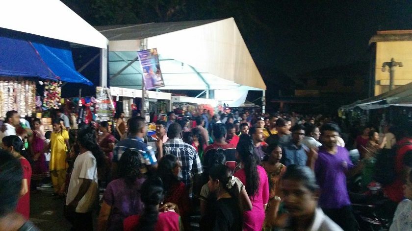 The crowd gathers the night before Thaipusam at Batu Caves, on February 2, 2015 . u00e2u20acu201d Picture by Mayuri Mei Lin