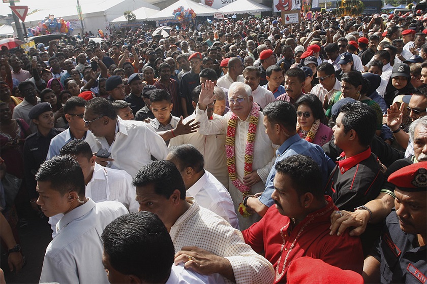 Datuk Seri Najib Tun Razak (centre) joins Hindu devotees during the Thaipusam celebrations at Batu Caves, on February 3, 2015. u00e2u20acu201d Picture by Yusof Mat Isa