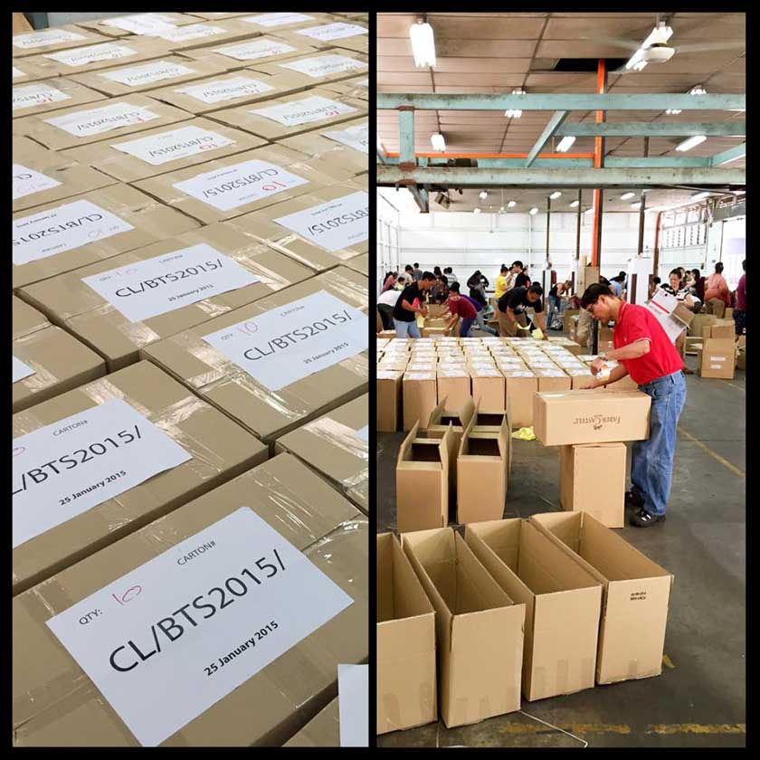 Volunteers packing “Back to School” (BTS) kits