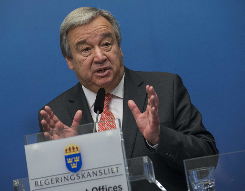 Antonio Guterres, chief of the United Nations High Commissioner for Refugees (UNHCR), speaks during a news conference at the Swedish government headquarters Rosenbad in Stockholm, February 3, 2015. u00e2u20acu201d Reuters pic