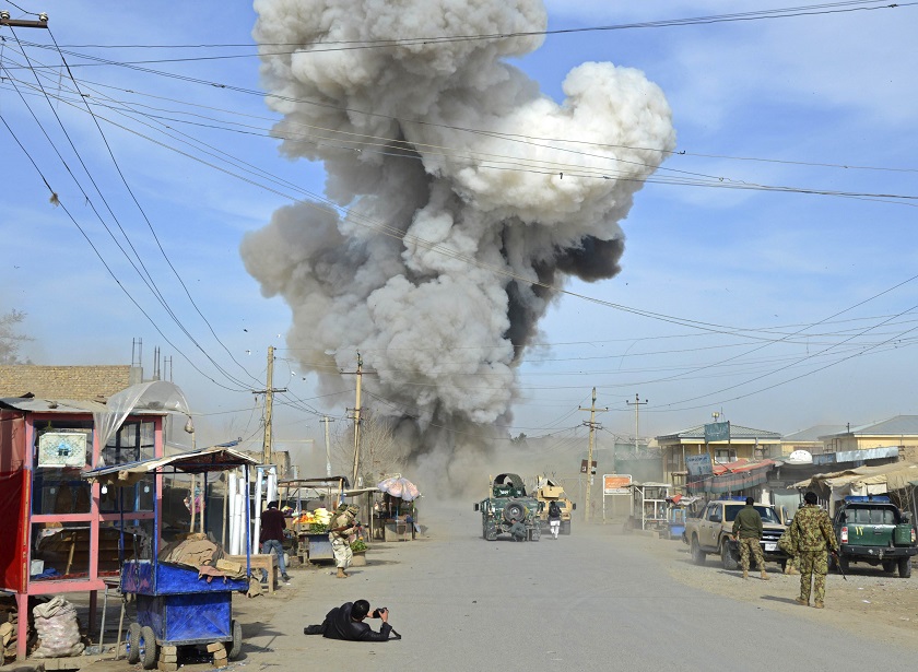 Smoke rises in the sky after a suicide car bomb attack in Kunduz province. February 10, 2015. Taliban insurgents launched an attack on a police headquarters in northern Afghanistan. u00e2u20acu201d Reuters pic
