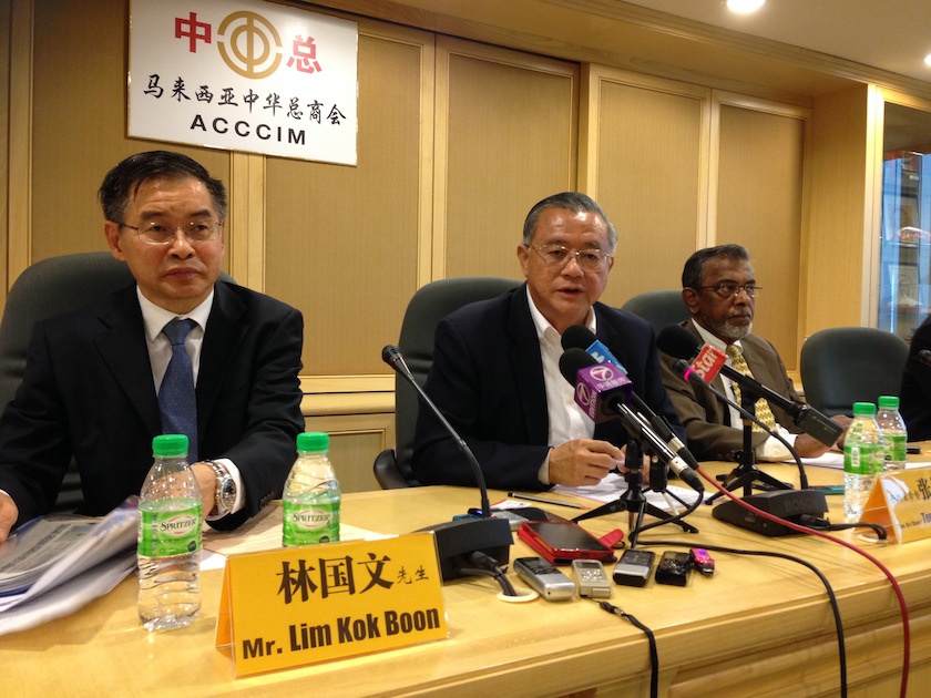 (From left)Lim Kok Boon, Tan Sri Teo Chiang Kok and Davies Danavaindran expressed anger over change in foreign workers' permit approval and renewal procedure.