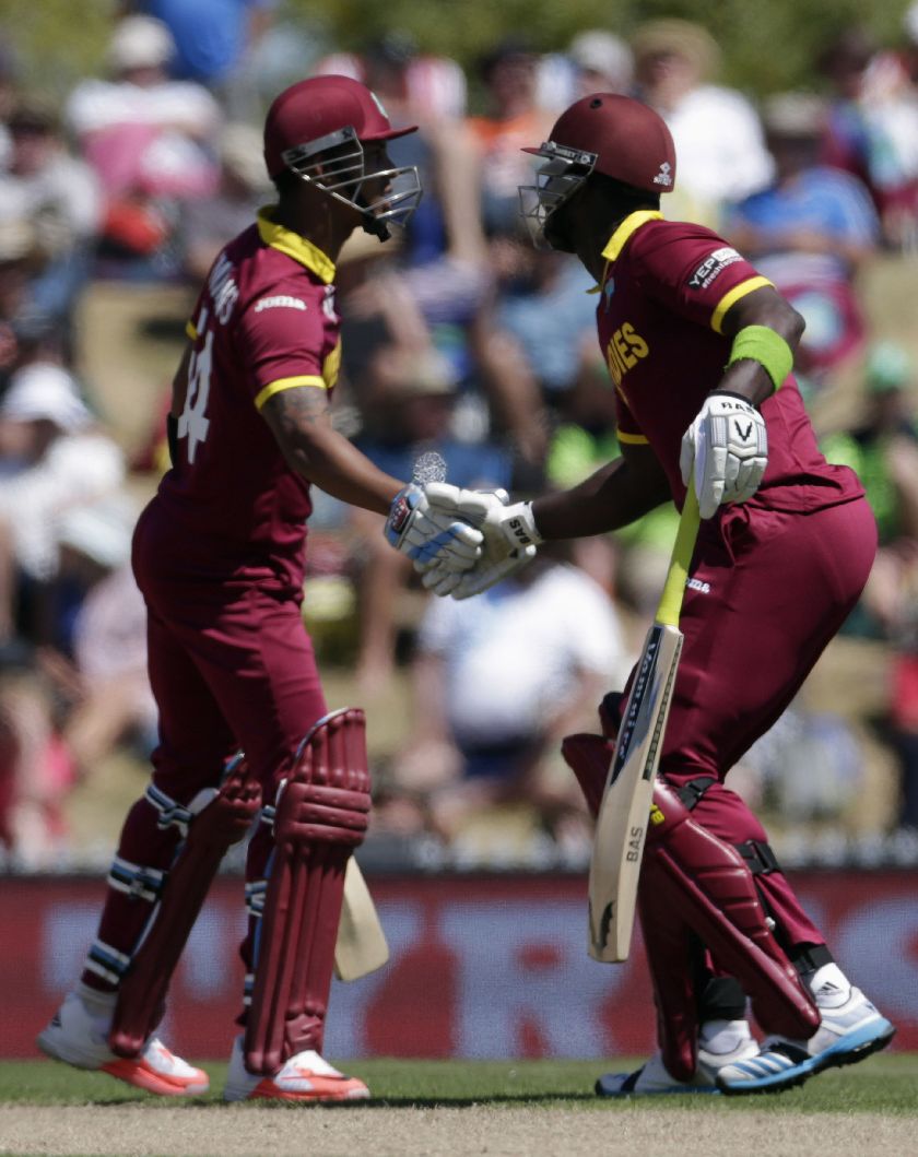 Lendl Simmons (left) and Darren Sammy relish the fightback.