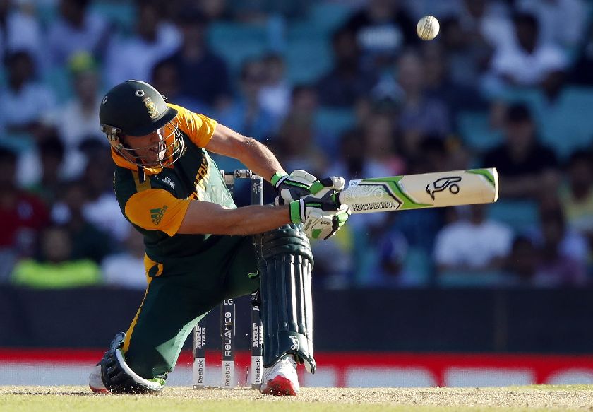 South Africau00e2u20acu2122s AB de Villiers hits a six at their Cricket World Cup match against the West Indies at the Sydney Cricket Ground (SCG) February 27, 2015. REUTERS/Jason Reed