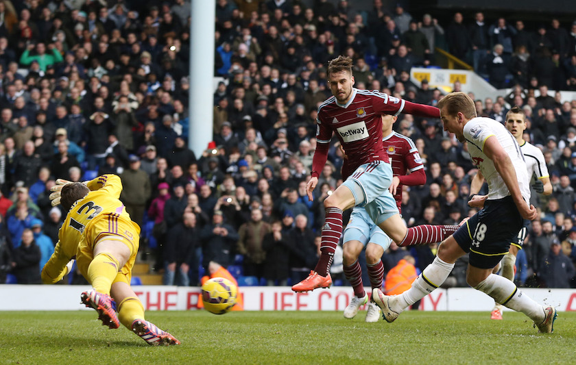 Harry Kane scores the second goal for Tottenham Hotspur during their match against West Ham at White Hart Lane in London February 22, 2015. u00e2u20acu201d Reuters pic