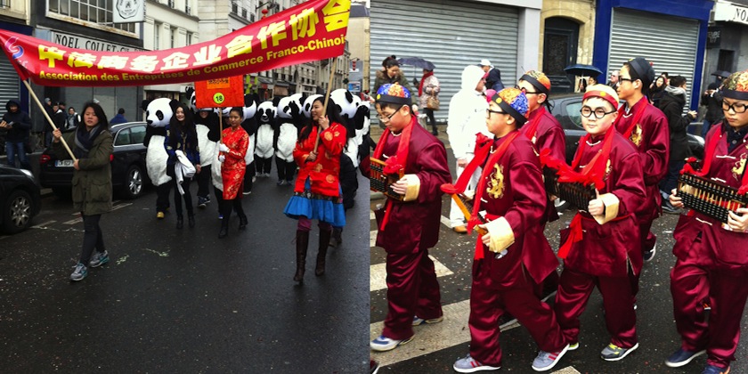 The colourful parade included pandas (left)... 'Kung Fu Pandas'? — Pictures by Helen Hickey