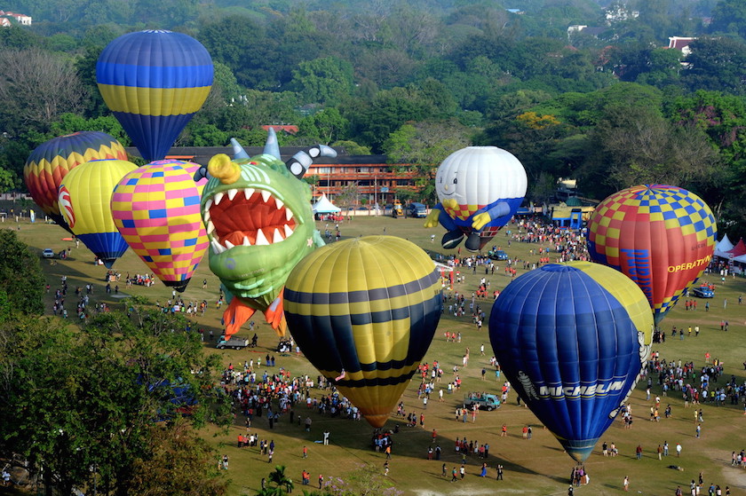 Hot air balloons float above the Penang Polo Ground during the Penang Hot Air Balloon Fiesta in George Town February 21, 2015. u00e2u20acu201d Bernama pic