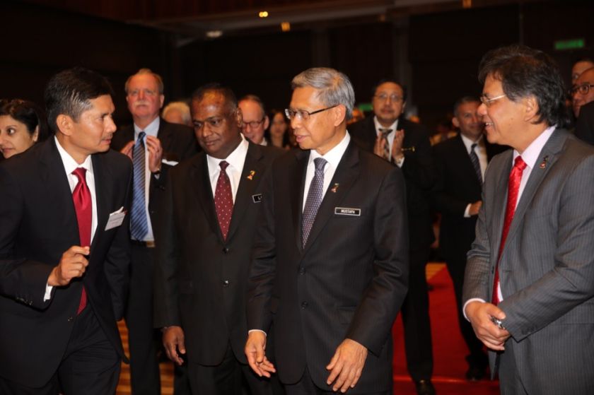 (From left) Datuk Zainal Amanshah, Datuk Dr Loga Bala Mohan, Datuk Mustapa Mohamad and Datuk Idris Jala at the networking event by InvestKL, February 11, 2015. u00e2u20acu2022 Picture by Choo Choy May