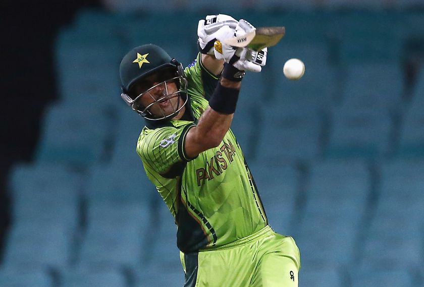 Misbah-ul-Haq of Pakistan hits a boundary during the warm-up match against England at the Sydney Cricket Ground February 11, 2015. u00e2u20acu201d Reuters pic
