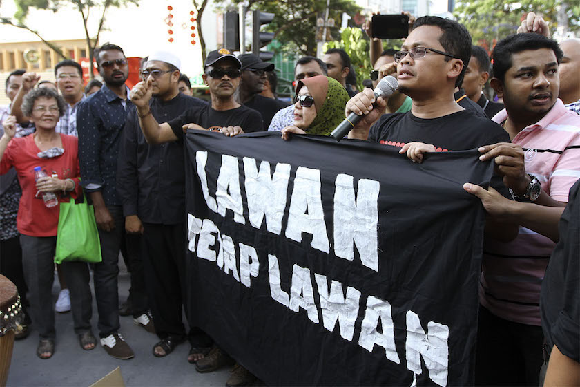 PKR Youth chief Nik Nazmi Nik Ahmad speaks during a pro-Anwar rally in Kuala Lumpur February 21, 2015. u00e2u20acu201d Picture by Yusof Mat Isa