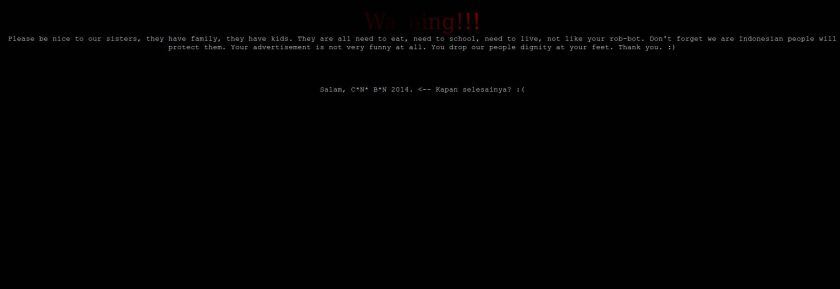 A screenshot of the defaced Robovac Malaysia website. 