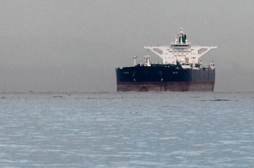 Malta-flagged Iranian crude oil supertanker 'Delvar' is seen anchored off Singapore in this March 1, 2012 file photo. Brent crude hit more than US$59 today (February 13, 2015). u00e2u20acu201d Reuters pic