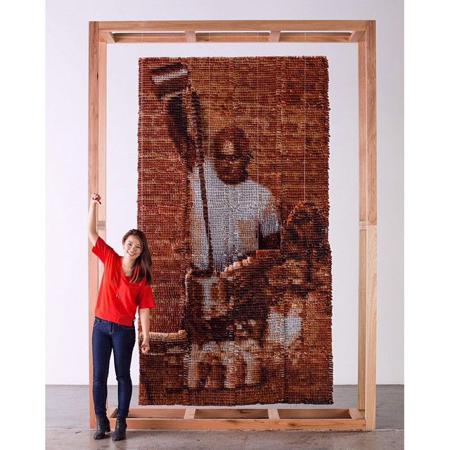 Made out of 20,000 stained teabags, Red Hong Yi's Teh Tarik Man was inspired by local Malaysian culture. — Picture courtesy of Red Hong Yi