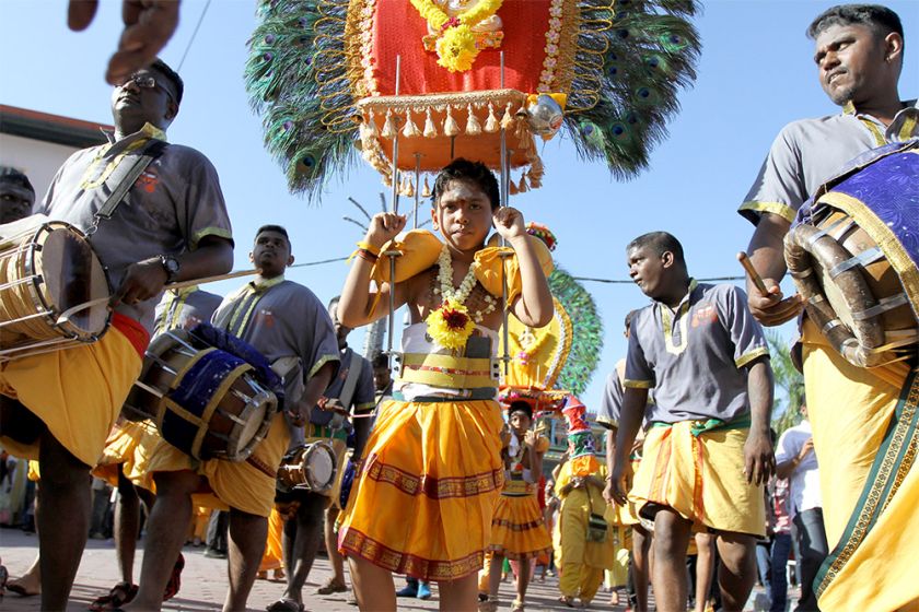 A young Hindu devotee carries a kavadi ahead of tomorrowu00e2u20acu2122s Thaipusam celebrations at Batu Caves, February 2, 2014. u00e2u20acu201d Picture by Yusof Mat Isa