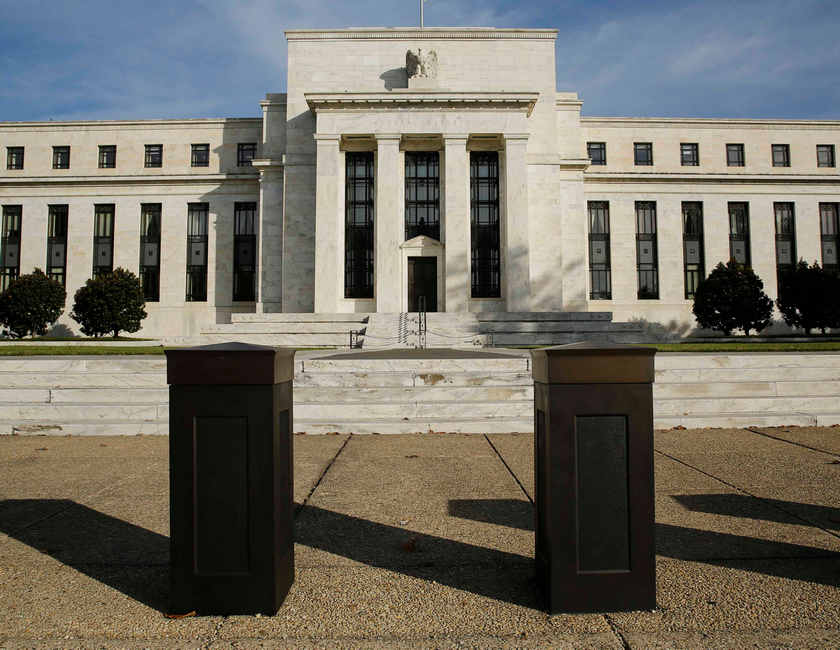 The United States Federal Reserve Board building behind security barriers in Washington, October 28, 2014. Hedge funds and big traders in currencies are keeping a watch on what the Fed plans to do. u00e2u20acu201d Reuters pic