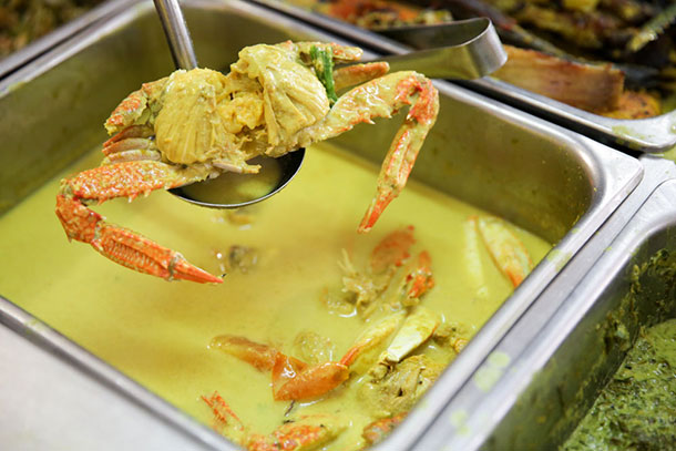 You get all sorts of items like crabs cooked in masak lemak.