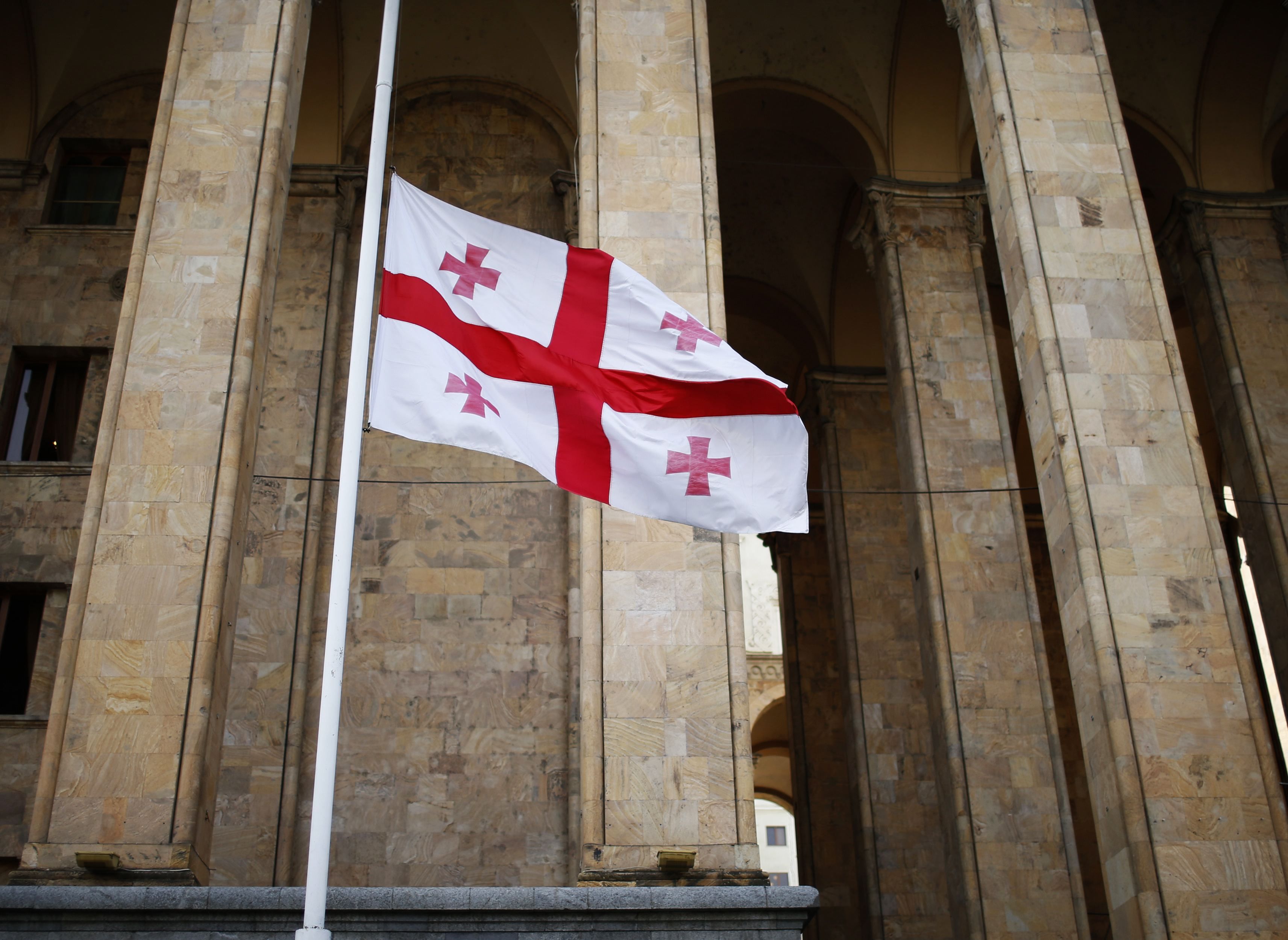 Georgian flag flies at half-mast in front of a parliament building in Tbilisi, February 25, 2015. u00e2u20acu201d Reuters pic