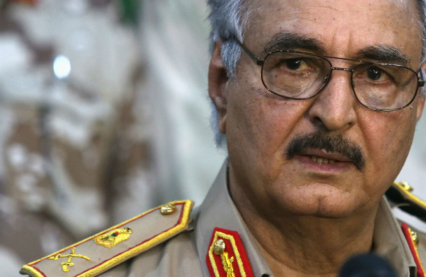 Then-General Khalifa Haftar speaks during a news conference at a sports club in Abyar, east of Benghazi, Libya u00e2u20acu201d Reuters pic