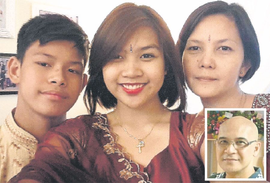 Maira (centre) says Malcolm and Melanie are the ones who helped her brave through the difficult time. (Inset) Andrew was the chief steward on MH370.