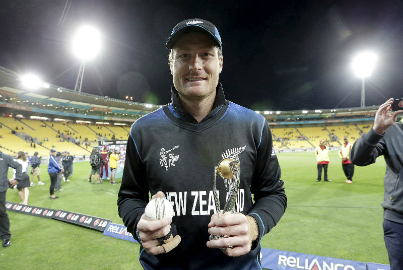 New Zealandu00e2u20acu2122s Martin Guptill smiles after beating the West Indies in their Cricket World Cup quarterfinal match in Wellington, March 21, 2015. u00e2u20acu201d Reuters pic