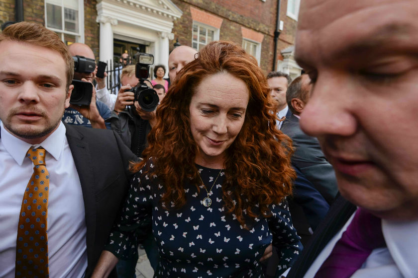 File picture shows former head of News International Rebekah Brooks leaving after giving a statement to members of the media in the wake of the phone-hacking trial, in London on June 26, 2014. u00e2u20acu201d AFP pic