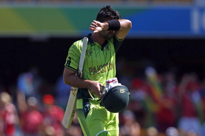 Ahmed Shehzad trudged off having been in sight of the first century by a Pakistani at the 2015 World Cup. u00e2u20acu201d Reuters pic