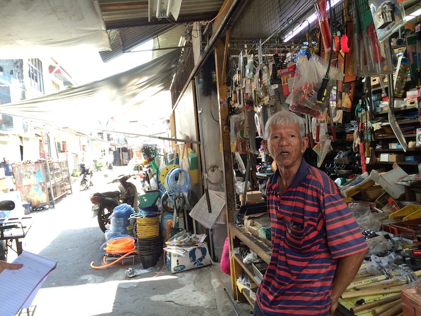 Yeoh Ken Hock, 70, grew up in Cheapside Lane( the row of shophouses in the background) and operated his hardware store just a few metres from his home before he moved out recently. u00e2u20acu201d Picture by K.E. Ooi