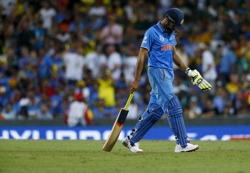 It’s a lonely walk for Ravindra Jadeja after he was run out by Steve Smith.