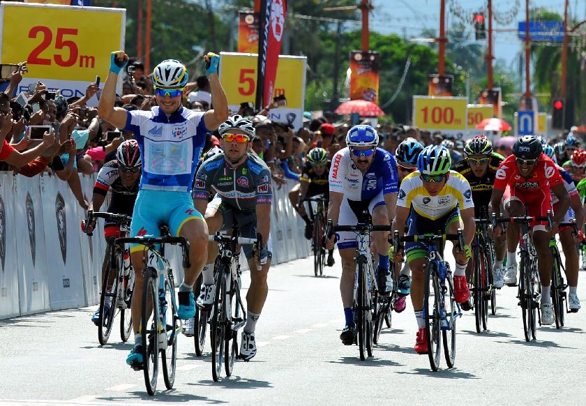 Astana Pro Team rider Andrea Guardini wins stage four of the 2015 Le Tour de Langkawi (LTdL), from Kota Baru in Kelantan to Kuala Berang in Terenganu. u00e2u20acu201d fotoBERNAMA