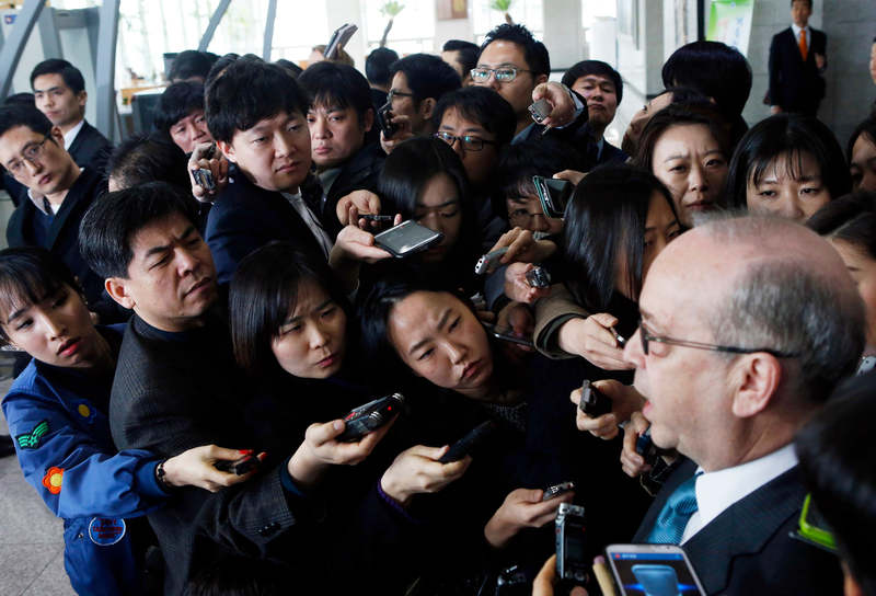 Reporters listen to US Assistant Secretary of State for East Asian and Pacific Affairs Daniel Russel during a news conference in Seoul March 17, 2015. u00e2u20acu201d Reuters pic
