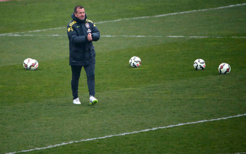 Brazilian national soccer team head coach Dunga conducts a training session at Charlety stadium in Paris March 24, 2015. u00e2u20acu201d Reuters pic
