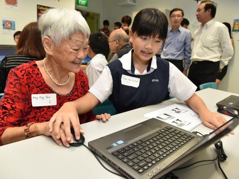 Singaporeu00e2u20acu2122s IT bootcamp will see the seniors undergoing basic infocomm lessons by their grandchildren or student volunteers aged between 10 to 16 years old. u00e2u20acu2022 Today pic
