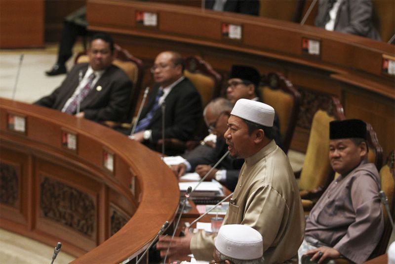 PAS lawmaker Hasan Muhammad speaks at the Kelantan State Assembly in Kota Baru March 18, 2015. u00e2u20acu2022 Picture by Yusof Mat Isa