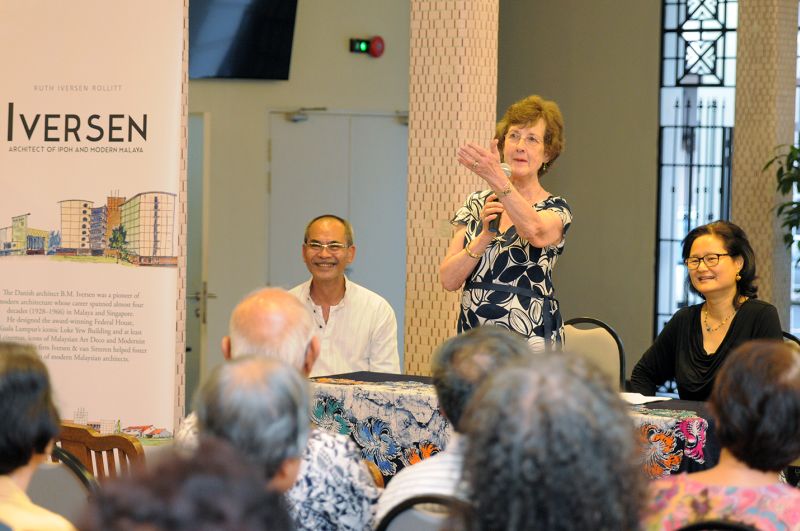 Ruth Iversen Rollitt at the launch of her book on her father, BM Iversen. — Picture by K. E Ooi