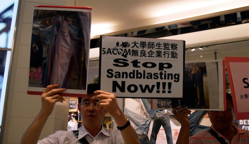 Activists in Hong Kong call for an end to sandblasting in the denim industry. u00e2u20acu201d Picture by Al Jazeeran