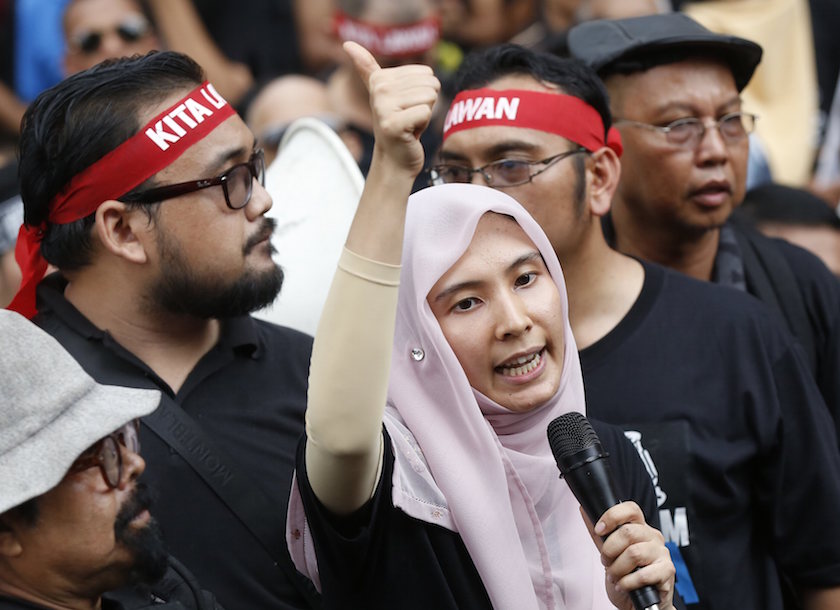 Nurul Izzah Anwar speaks to the crowd during the #KitaLawan rally in Kuala Lumpur March 7, 2015. u00e2u20acu201d Reuters pic
