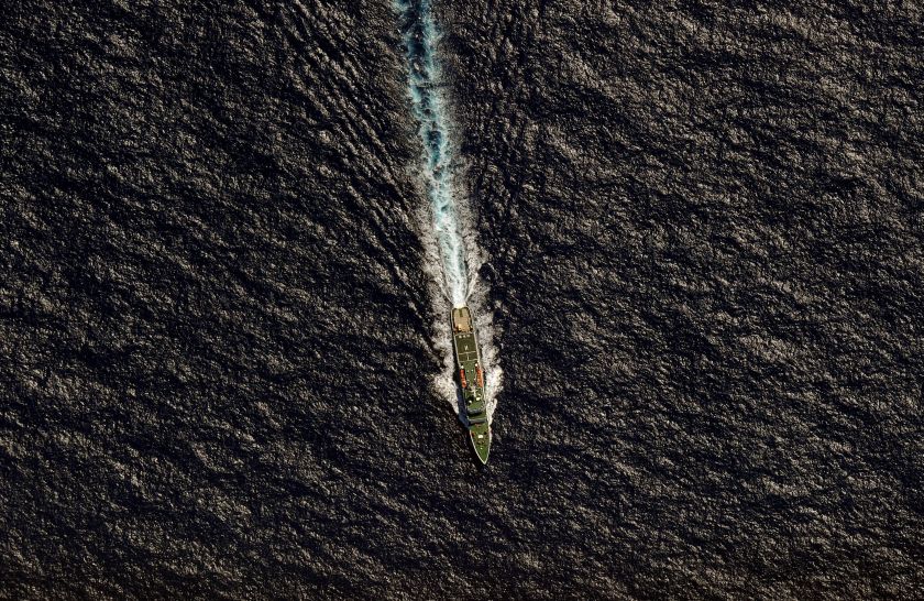 The Chinese Maritime Safety Administration (MSA) vessel Hai Xin 01 is seen from a Royal New Zealand Air Force (RNZAF) P-3K2 Orion aircraft in the southern Indian Ocean, as the search continues for missing Malaysia Airlines flight MH370 in this April 13, 2