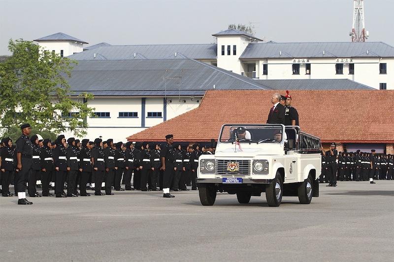 Prime Minister, Datuk Seri Najib Razak and Inspector-General of Police Tan Sri Khalid Abu Bakaru00c2u00a0inspecting the guards-of-honor during the 208th Police Day at the Police Training Centre in Kuala Lumpur, March 25, 2015. u00e2u20acu201d Picture by Yusof Mat Isa 