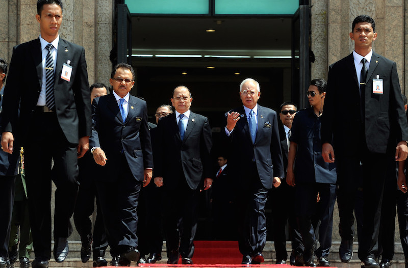 Prime Minister Datuk Seri Najib Razak and Myanmar President Thein Sein leave the Prime Minister’s Department after holding bilateral talks in Putrajaya March 13, 2015. — Bernama pic