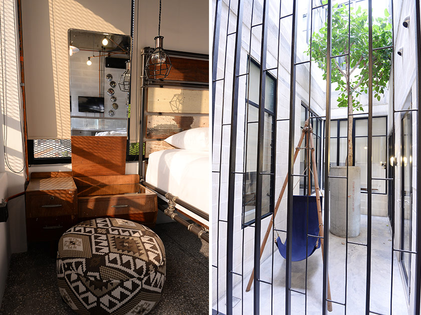 The rooms at The Old Block also sports antique dressing tables matched with modern stools (left). A private little nook with sunlight streaming down accessible from Room 2 o'clock (right).