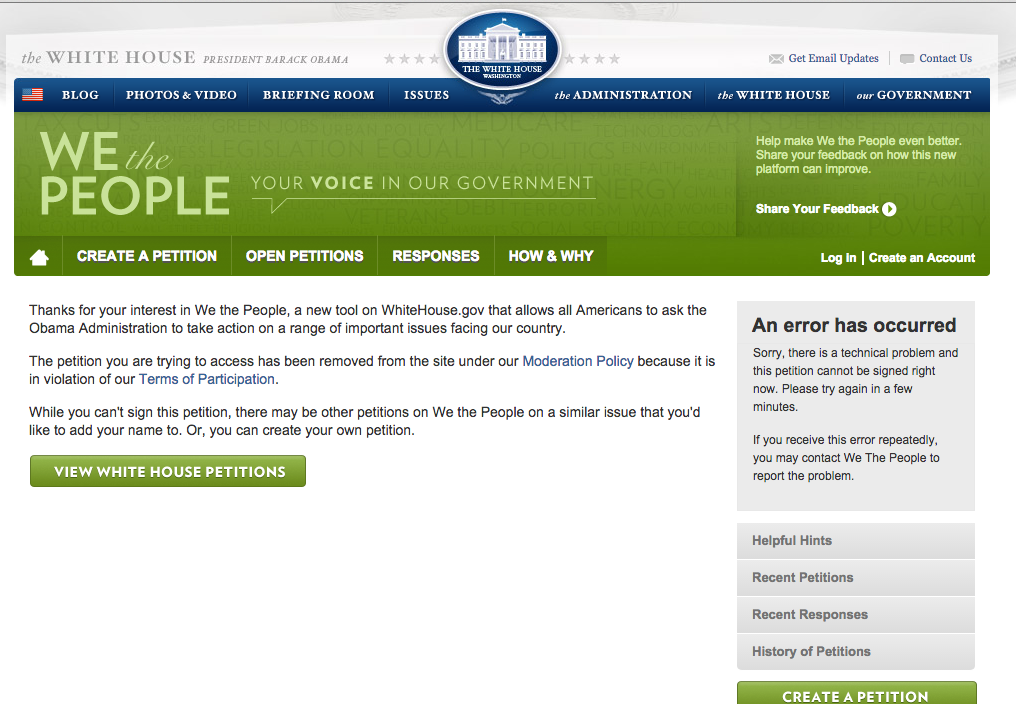 A screenshot of Anwar's petition page. 