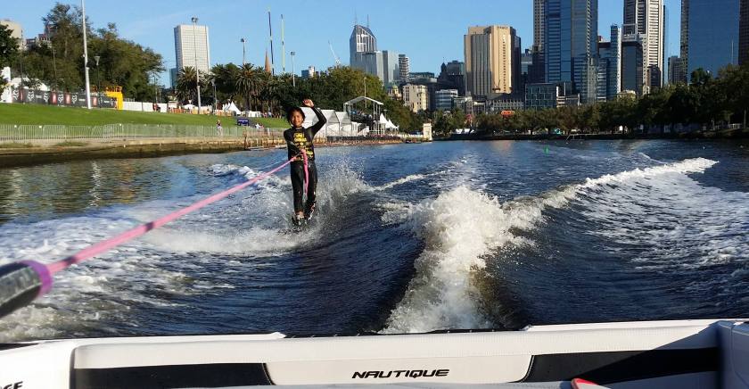 Aaliyah Yoong Hanifah on her warm-down pass, thrilled with her performance at the girls under-17 trricks event, Moomba Masters Melbourne March 4, 2015. u00e2u20acu201d Picture supplied